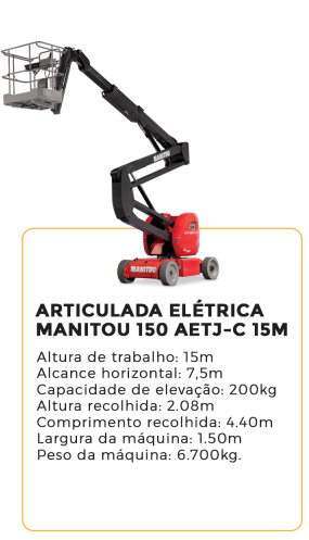 articulada elétrica manitou 150 aetj-c 15m - alugar na blomaq manaus