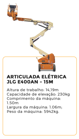 articulada elétrica jlg e400an - 15m - alugar na blomaq manaus