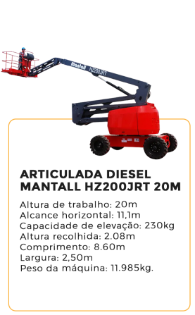 articulada diesel mantall hz200jrt 20m - alugar na blomaq manaus
