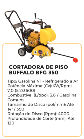 cortadora de piso buffalo bfg 350 - alugar na blomaq manaus