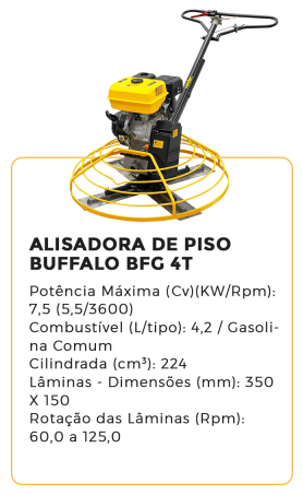 alisadora de piso buffalo bft 4t - alugar na blomaq manaus