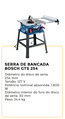 serra de bancada boch gts 254 - alugar na blomaq manaus