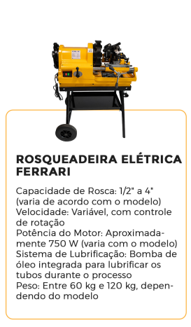 rosqueadeira elétrica ferrari- alugar na blomaq manaus