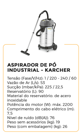 aspirador de pó industrial karcher - alugar na blomaq manaus