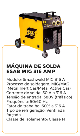 máquina de solda esab mig 316 amb