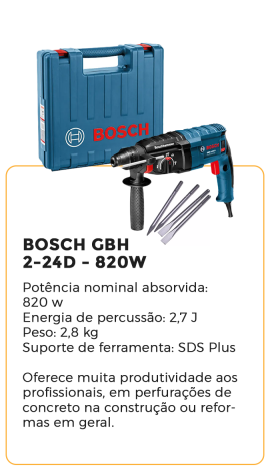 bosch gbh 2-24 d - 820w - alugar na blomaq manaus