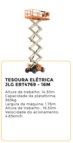 tesoura elétrica jlg ert4769 - 16m - alugar na blomaq manaus