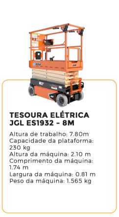 tesoura elétrica jgl es1932 - 8m - alugar na blomaq manaus