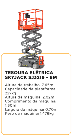 tesoura elétrica skyjack sj3219 - 8m - alugar na blomaq manaus