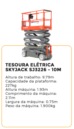 tesoura elétrica skyjack sj3226 - 10m - alugar na blomaq manaus