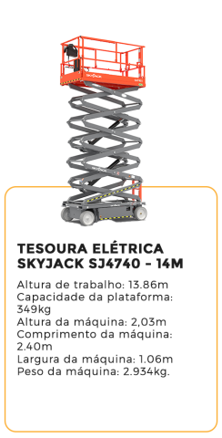tesoura elétrica skyjack sj4740 - 14m - alugar na blomaq manaus